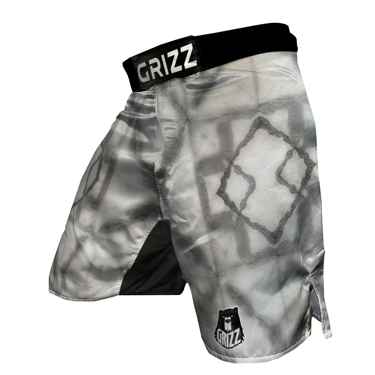 Marble Silver Grey Print Pattern MMA Shorts-grizzshop