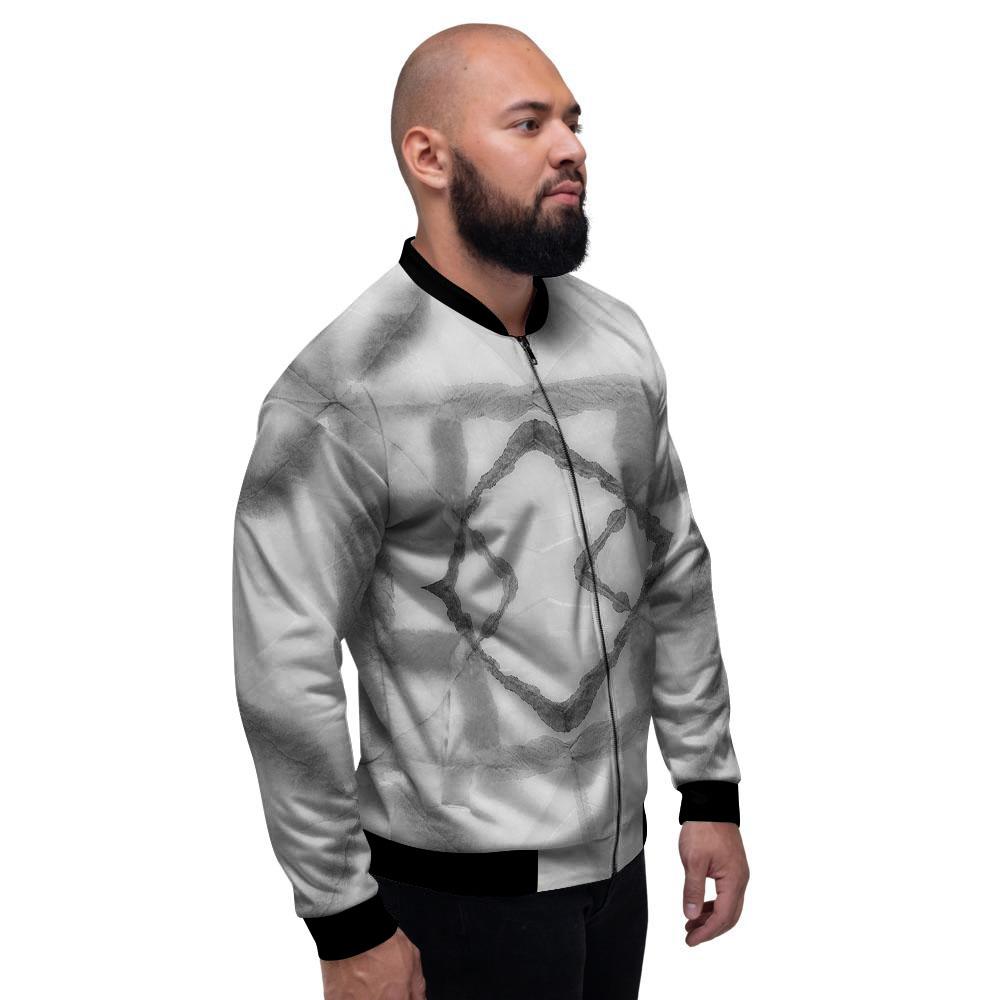 Marble Silver Grey Print Pattern Men's Bomber Jacket-grizzshop
