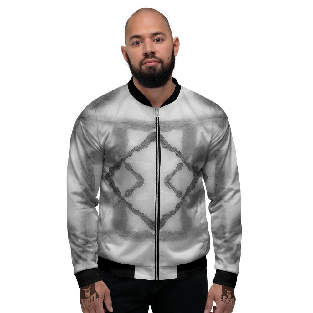 Marble Silver Grey Print Pattern Men's Bomber Jacket-grizzshop