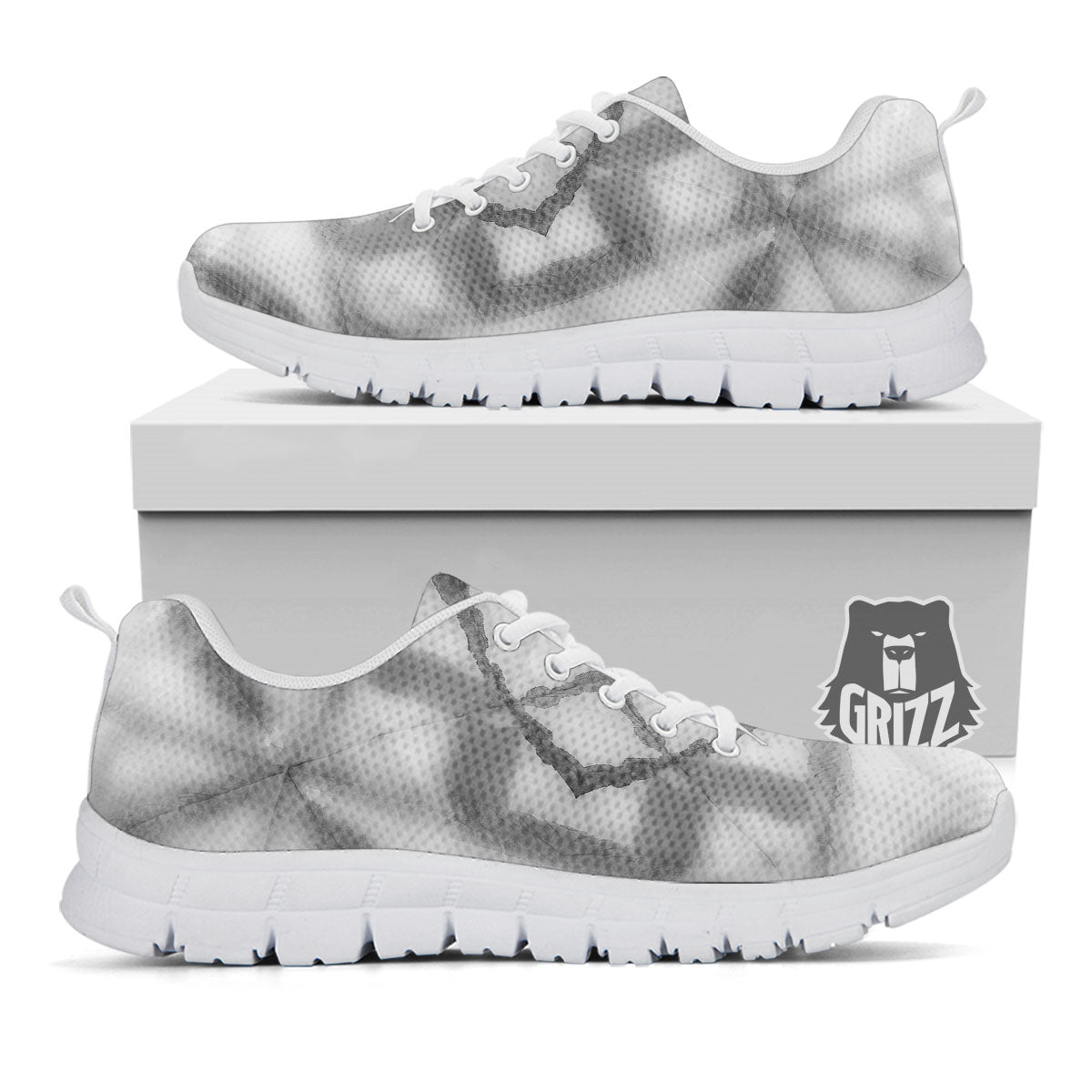 Marble Silver Grey Print Pattern White Sneaker-grizzshop