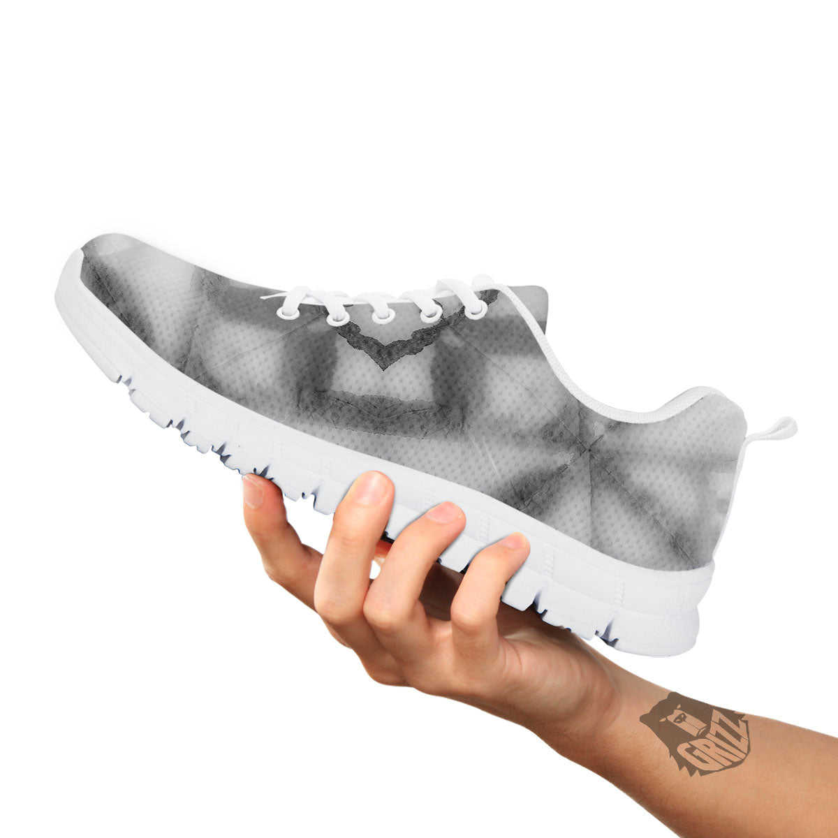 Marble Silver Grey Print Pattern White Sneaker-grizzshop