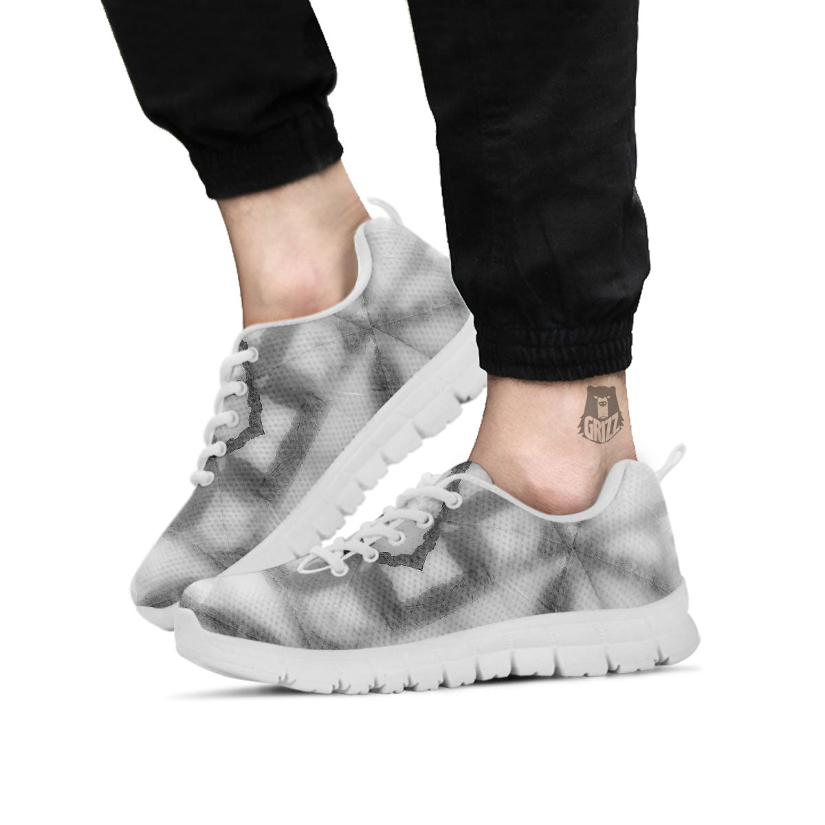 Marble Silver Grey Print Pattern White Sneaker-grizzshop
