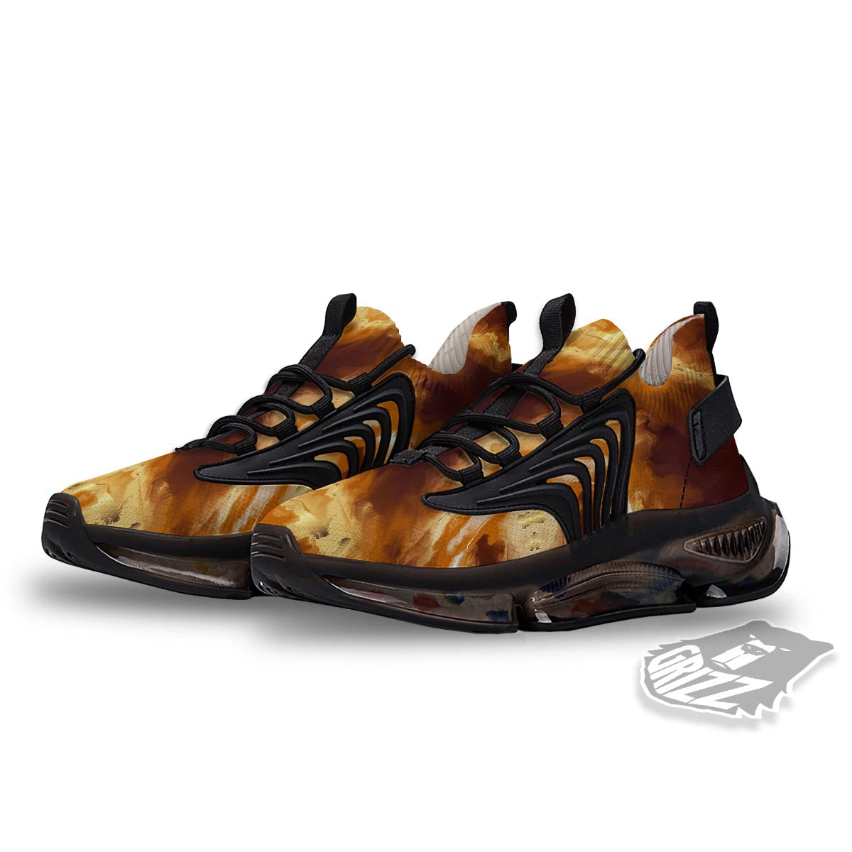 Marble Sugar Brown Print Pattern Black Gym Shoes-grizzshop