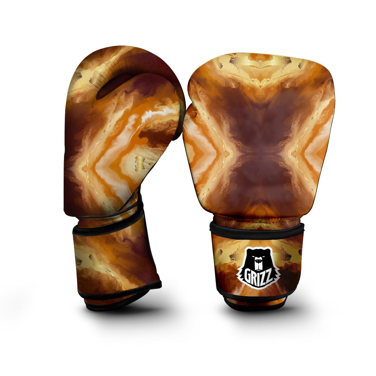 Marble Sugar Brown Print Pattern Boxing Gloves-grizzshop