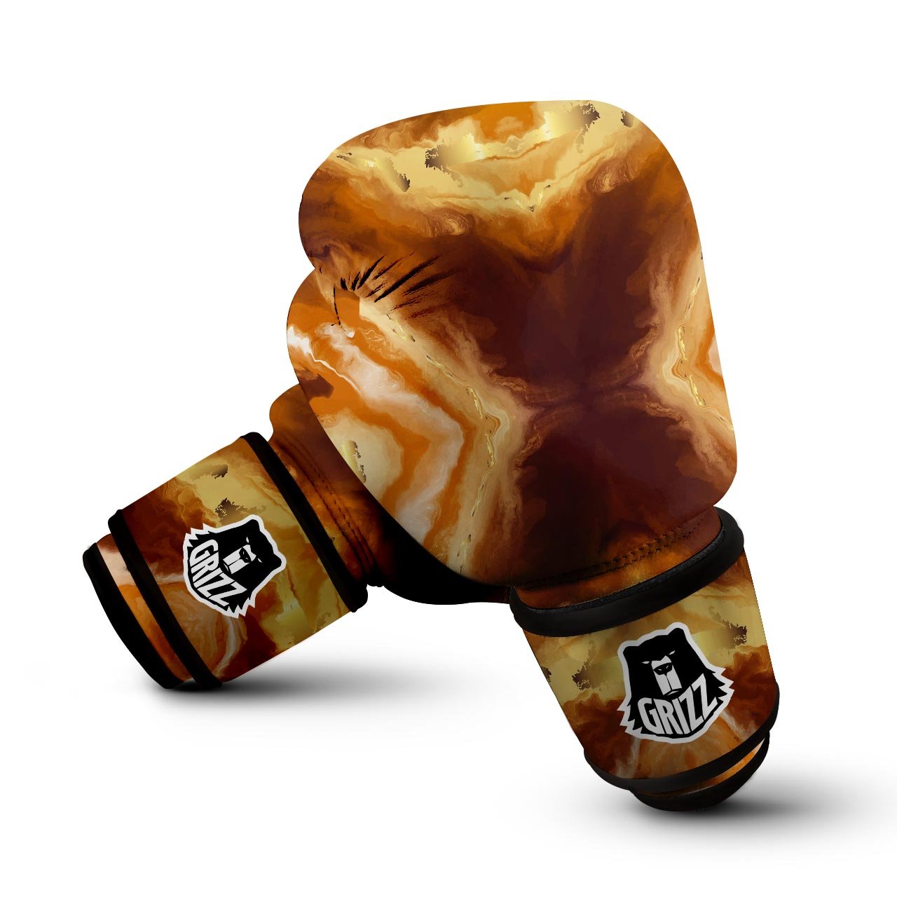 Marble Sugar Brown Print Pattern Boxing Gloves-grizzshop