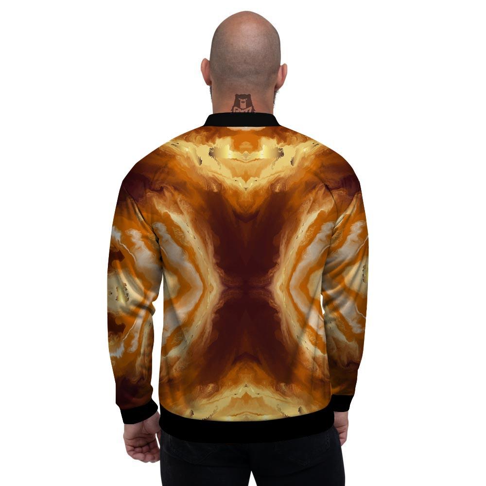 Marble Sugar Brown Print Pattern Men's Bomber Jacket-grizzshop