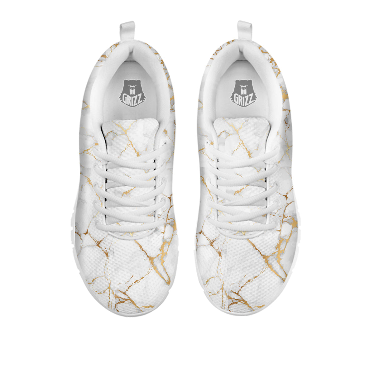 Marble White Gold Print Pattern White Sneaker-grizzshop