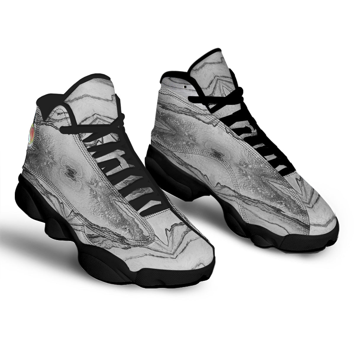 Marble White Gray Print Pattern Black Basketball Shoes-grizzshop