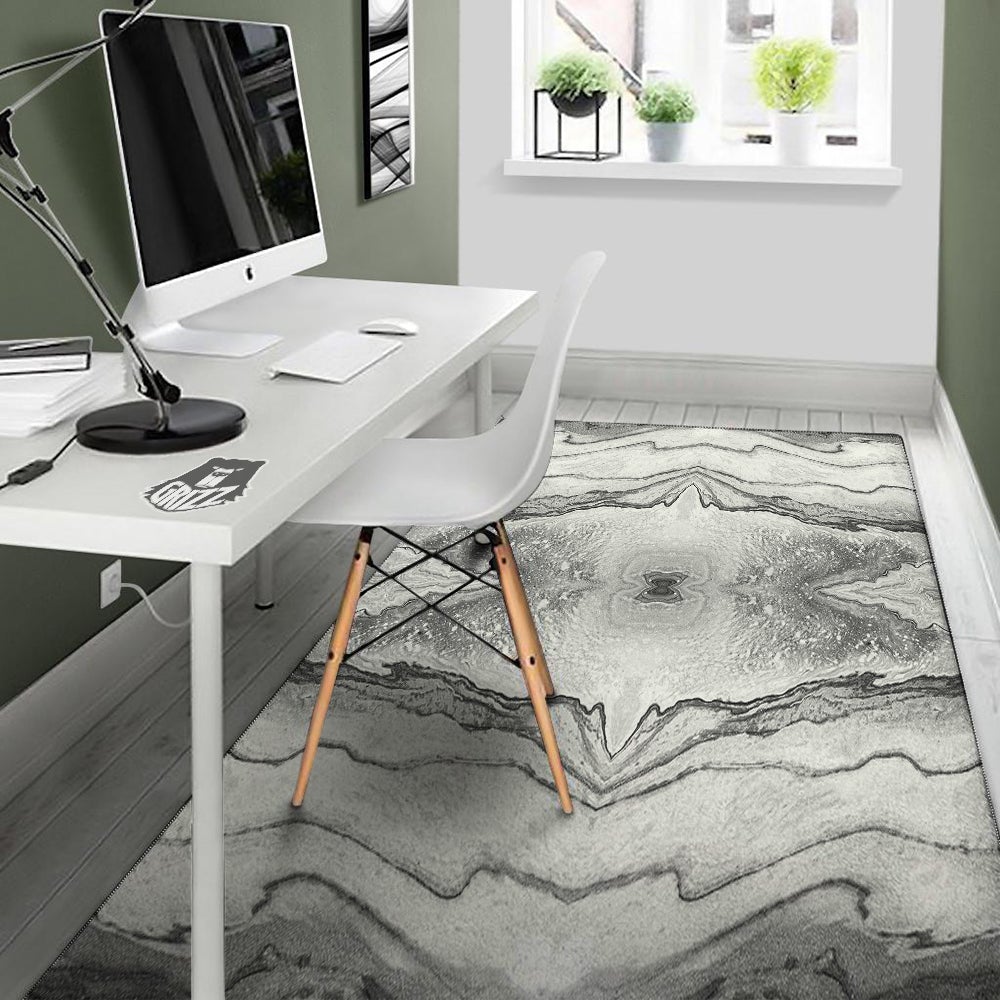 Marble White Gray Print Pattern Floor Mat-grizzshop