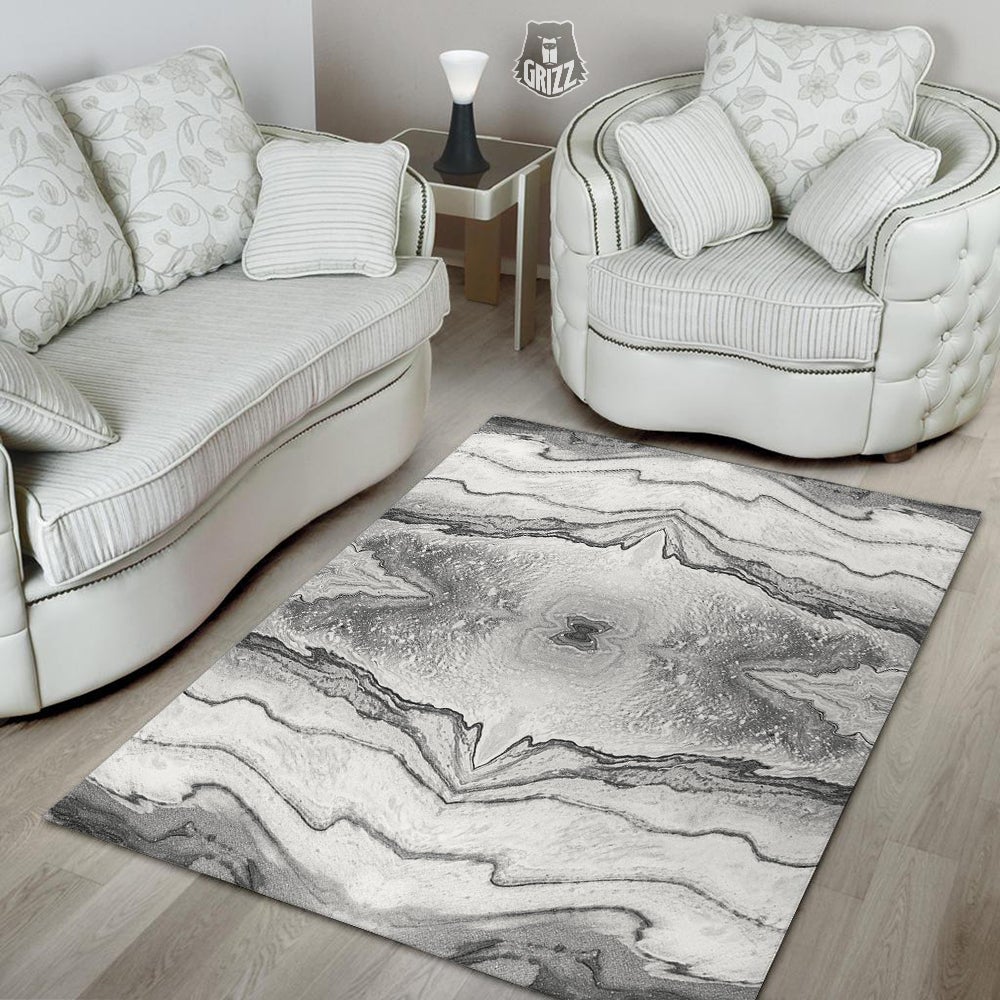 Marble White Gray Print Pattern Floor Mat-grizzshop