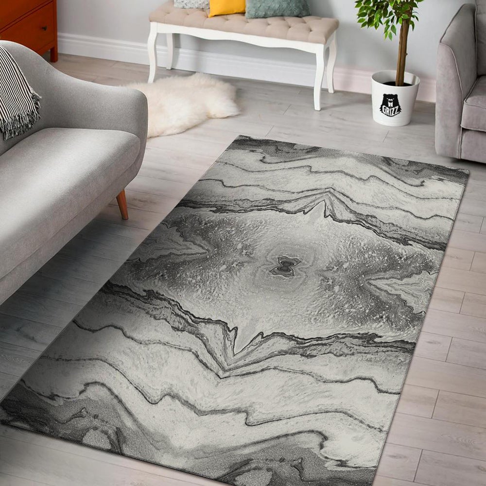 Marble White Gray Print Pattern Floor Mat-grizzshop