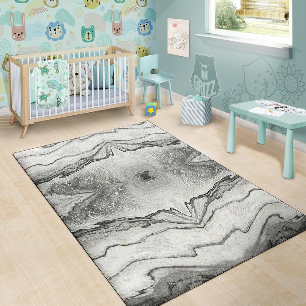 Marble White Gray Print Pattern Floor Mat-grizzshop