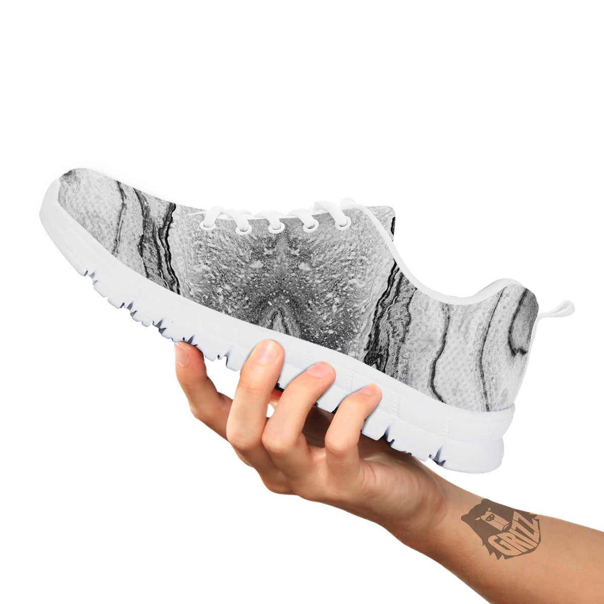 Marble White Gray Print Pattern White Sneaker-grizzshop