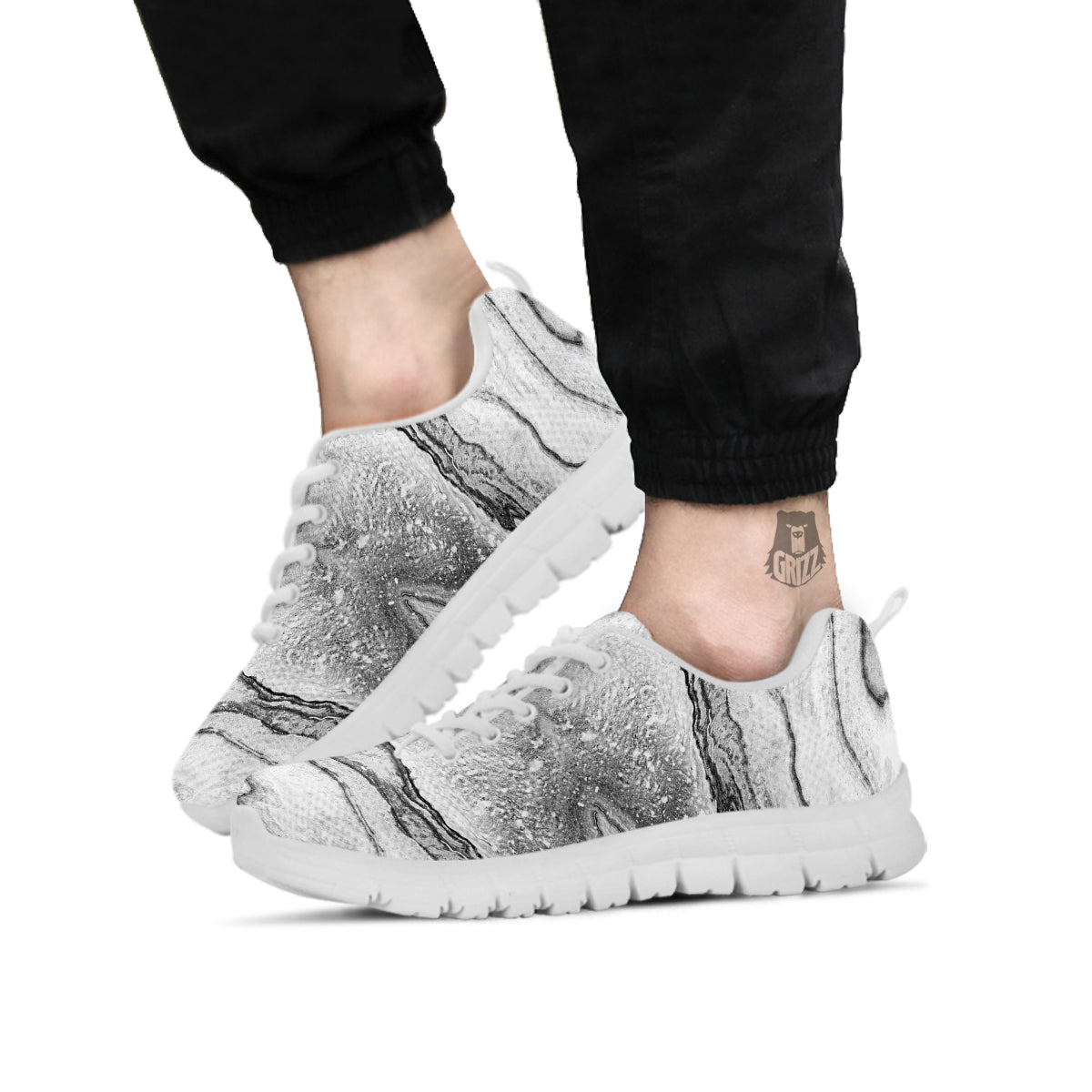 Marble White Gray Print Pattern White Sneaker-grizzshop