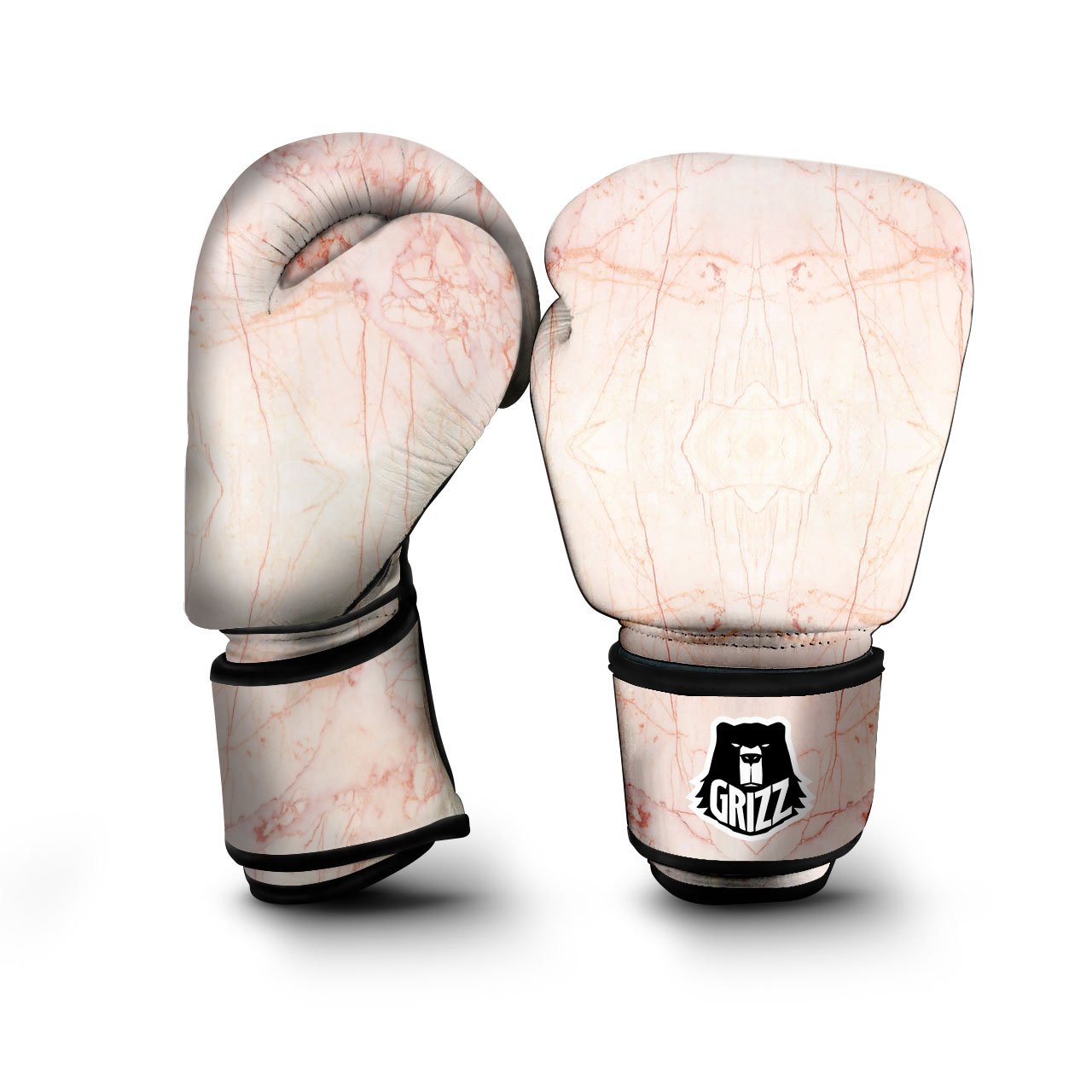 Marble White Pink Print Pattern Boxing Gloves-grizzshop