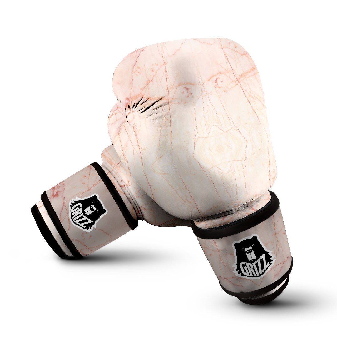 Marble White Pink Print Pattern Boxing Gloves-grizzshop