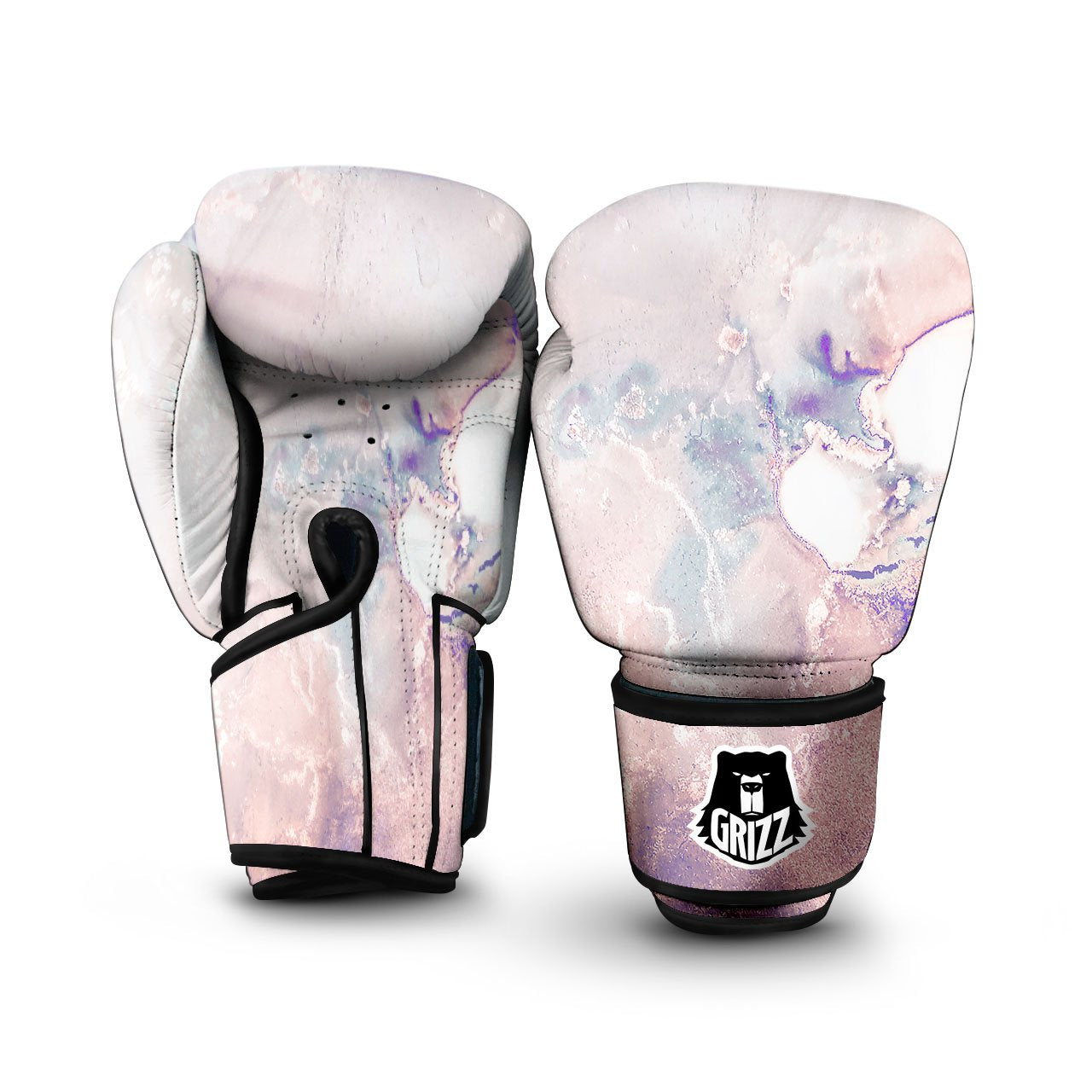 Marble White Ruby Print Boxing Gloves-grizzshop