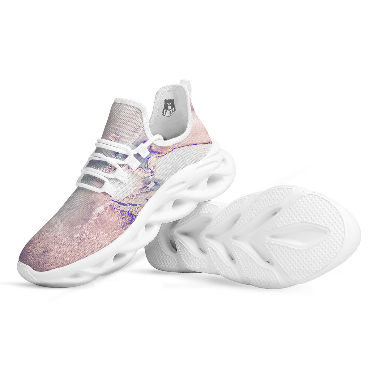 Marble White Ruby Print White Running Shoes-grizzshop