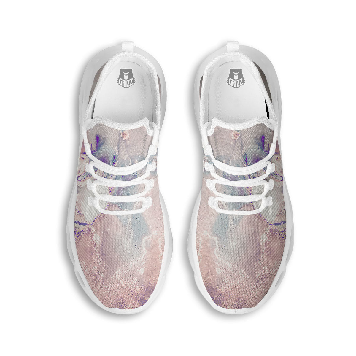 Marble White Ruby Print White Running Shoes-grizzshop