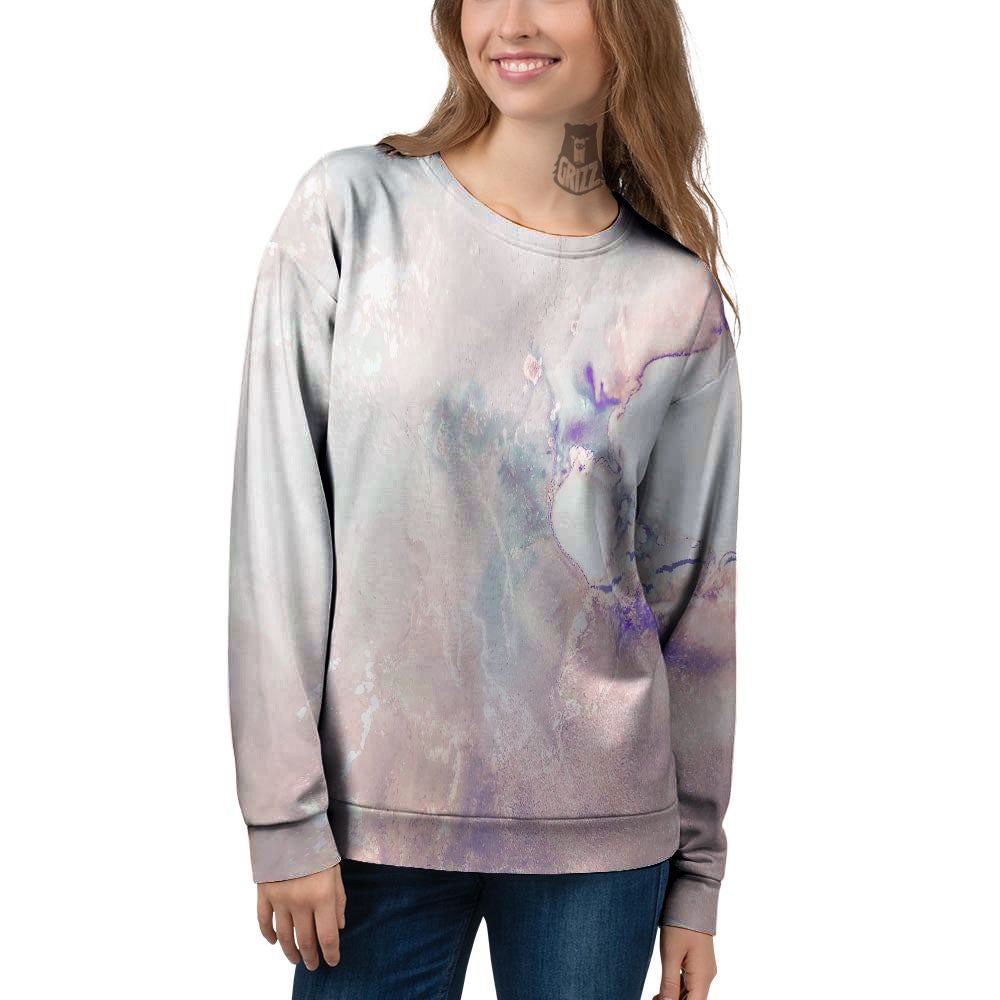 Marble White Ruby Print Women's Sweatshirt-grizzshop