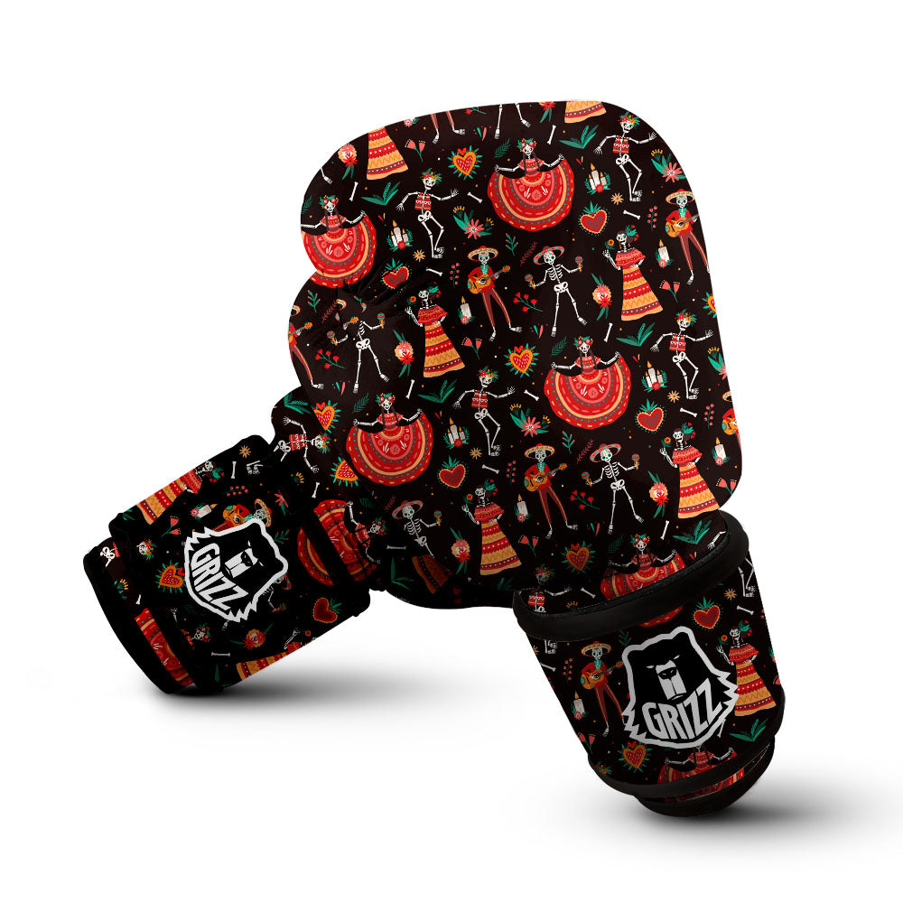 Mariachi Skeletons Day Of The Dead Print Pattern Boxing Gloves-grizzshop