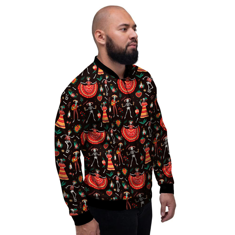 Mariachi Skeletons Day Of The Dead Print Pattern Men's Bomber Jacket-grizzshop