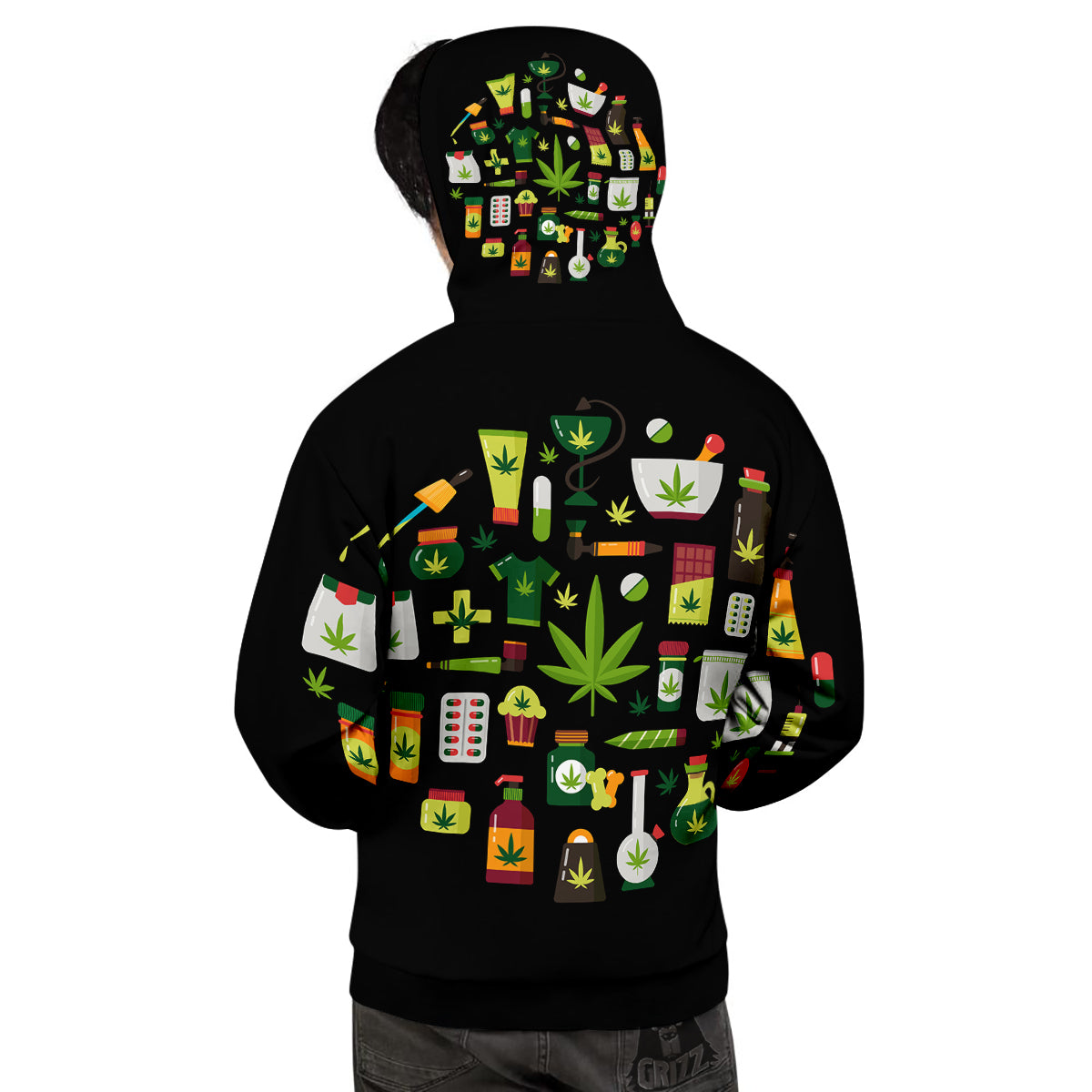 Marijuana And Cannabis Print Men's Hoodie-grizzshop