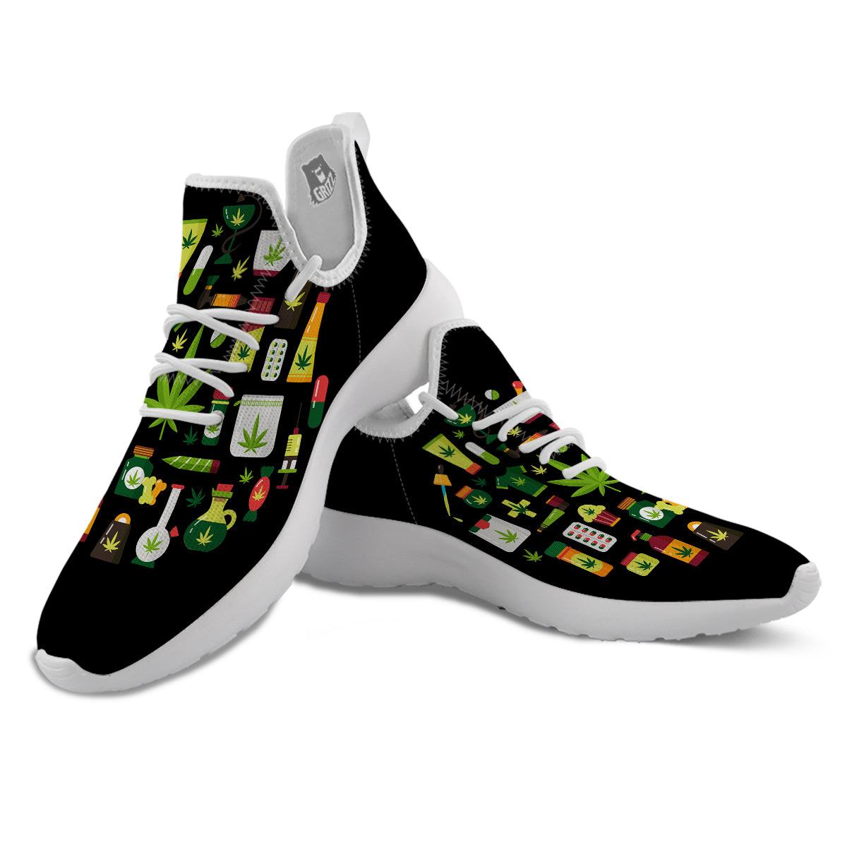 Marijuana And Cannabis Print White Athletic Shoes-grizzshop