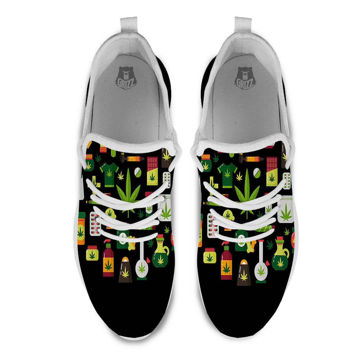 Marijuana And Cannabis Print White Athletic Shoes-grizzshop