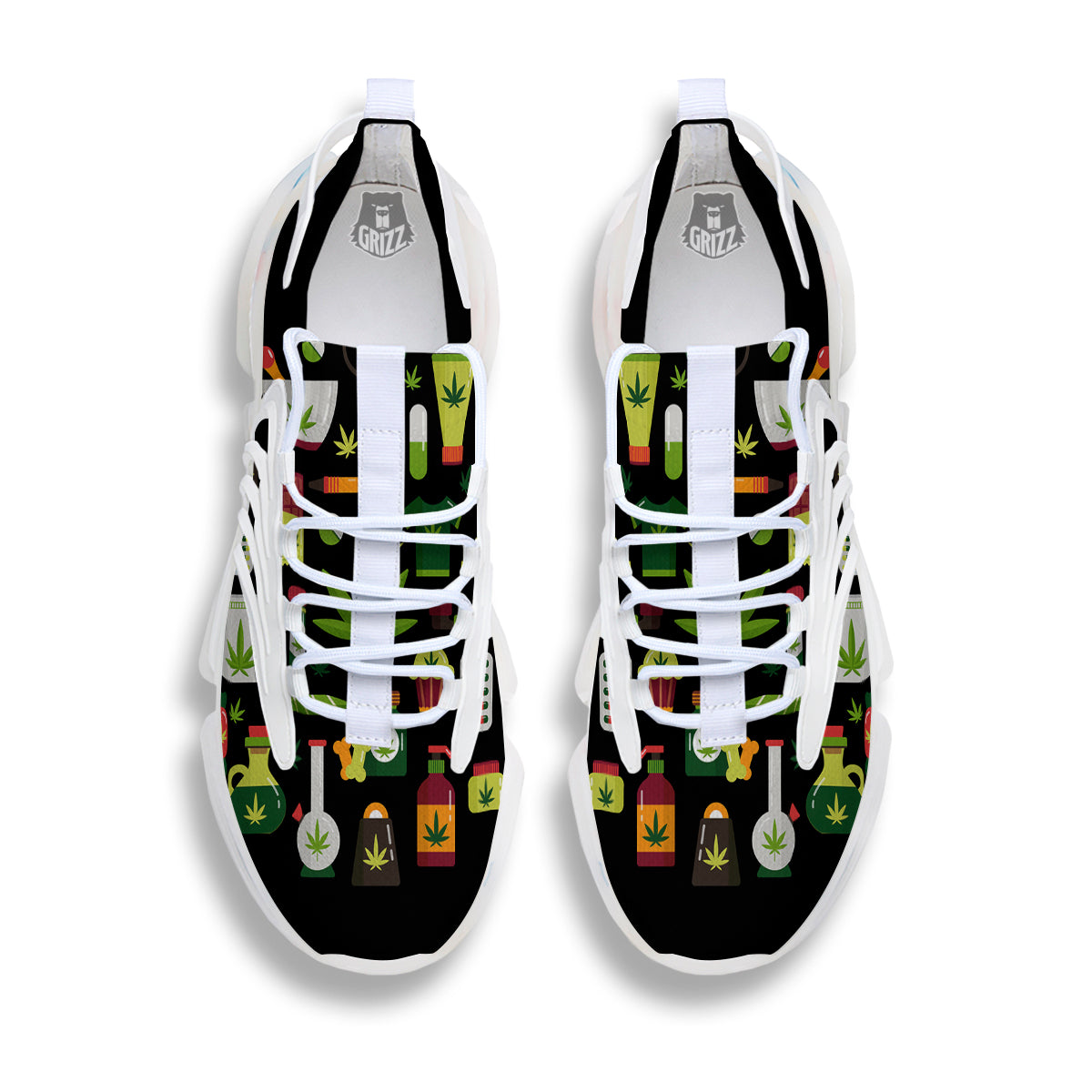 Marijuana And Cannabis Print White Gym Shoes-grizzshop