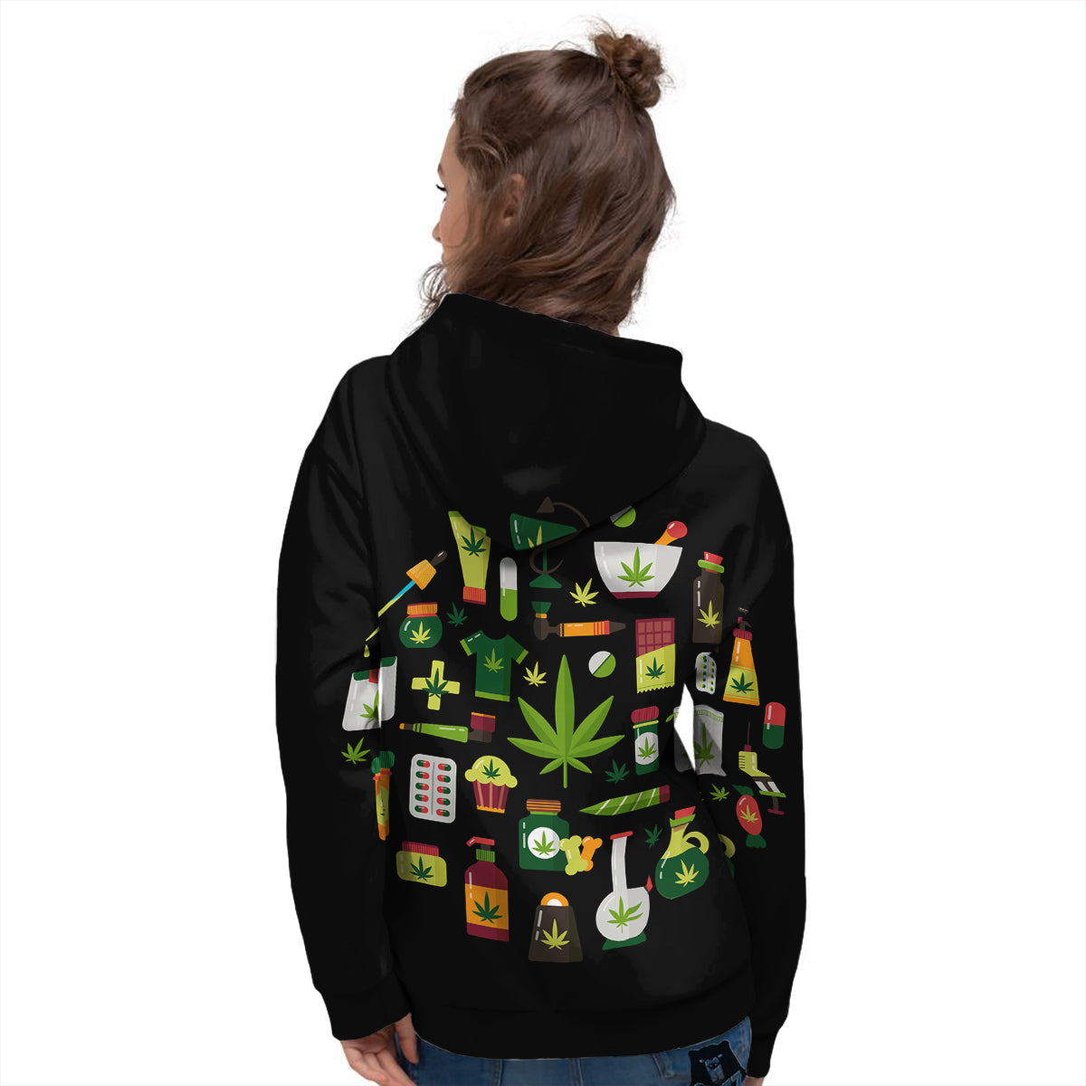 Marijuana And Cannabis Print Women's Hoodie-grizzshop