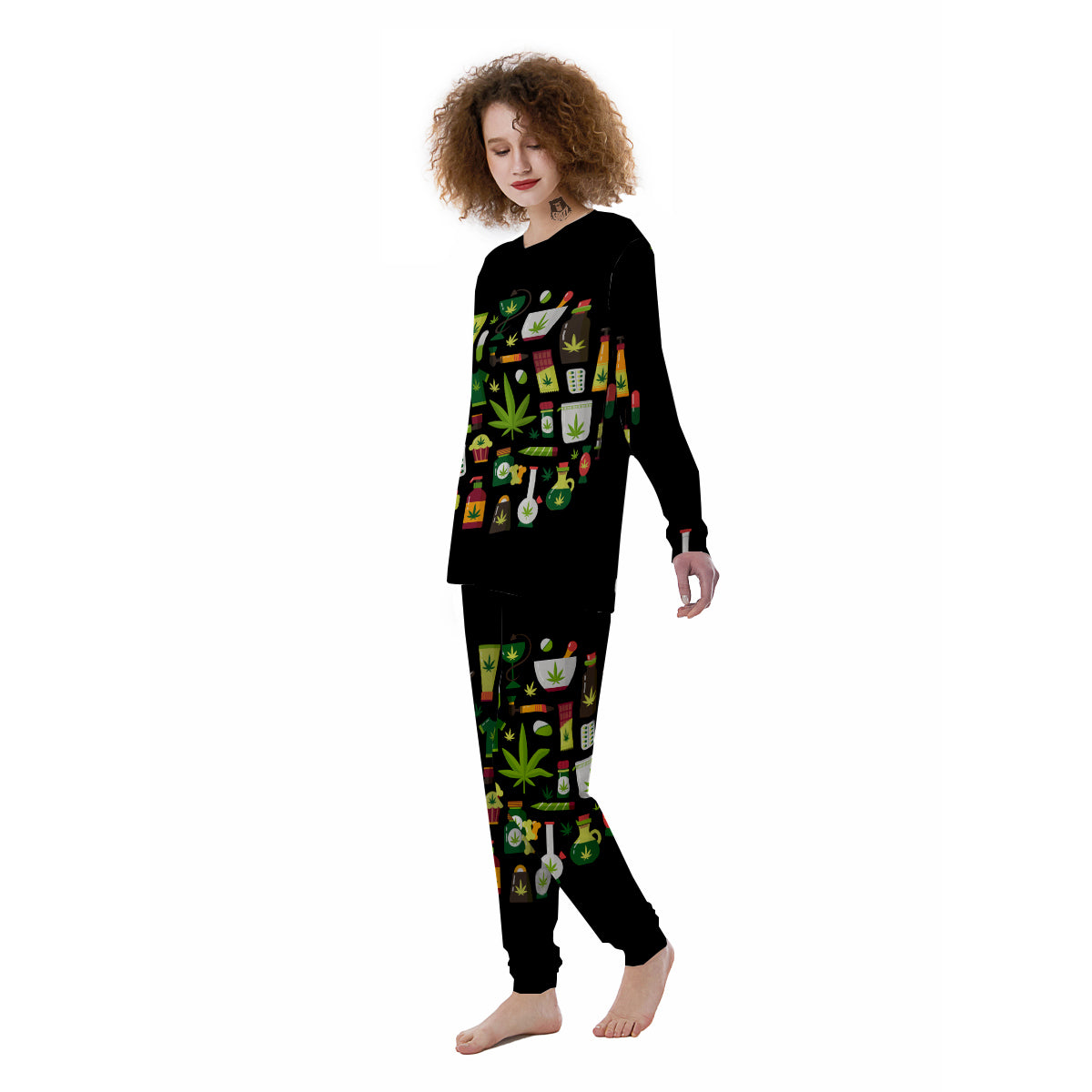 Marijuana And Cannabis Print Women's Pajamas-grizzshop