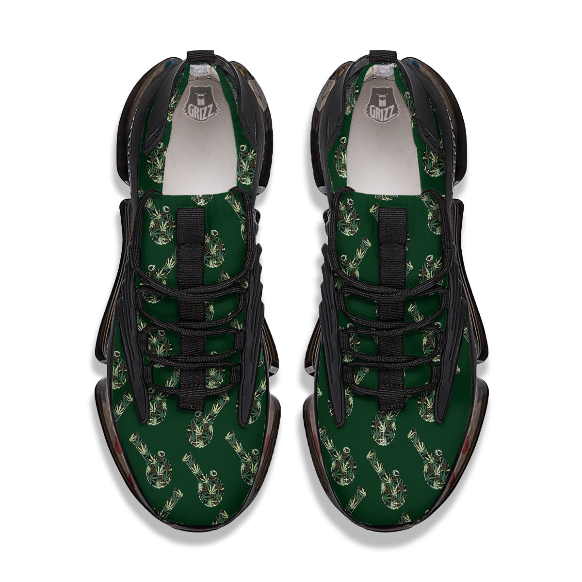 Marijuana Cannabis And Green Camo Print Pattern Black Gym Shoes-grizzshop