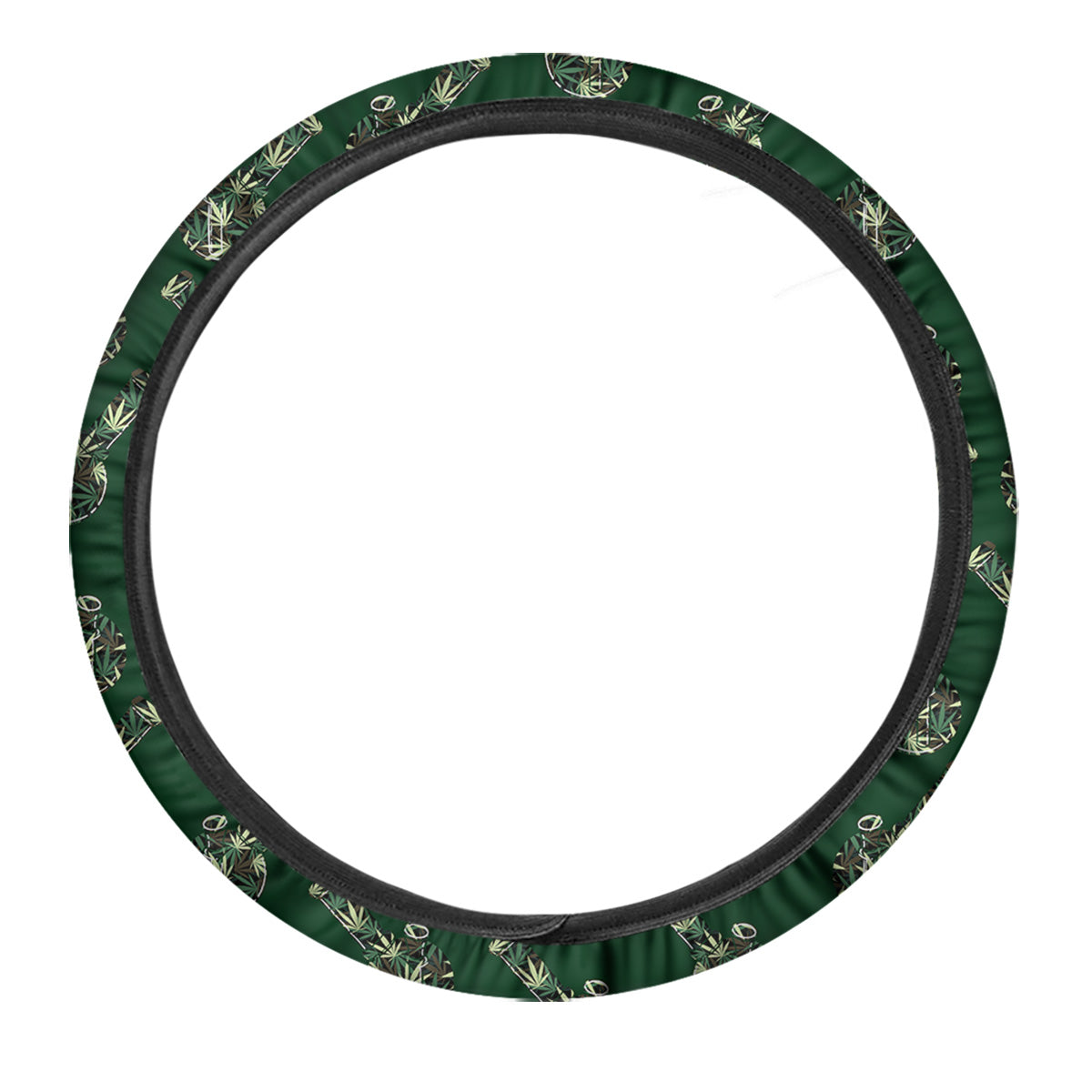 Marijuana Cannabis And Green Camo Print Pattern Car Steering Wheel Cover-grizzshop