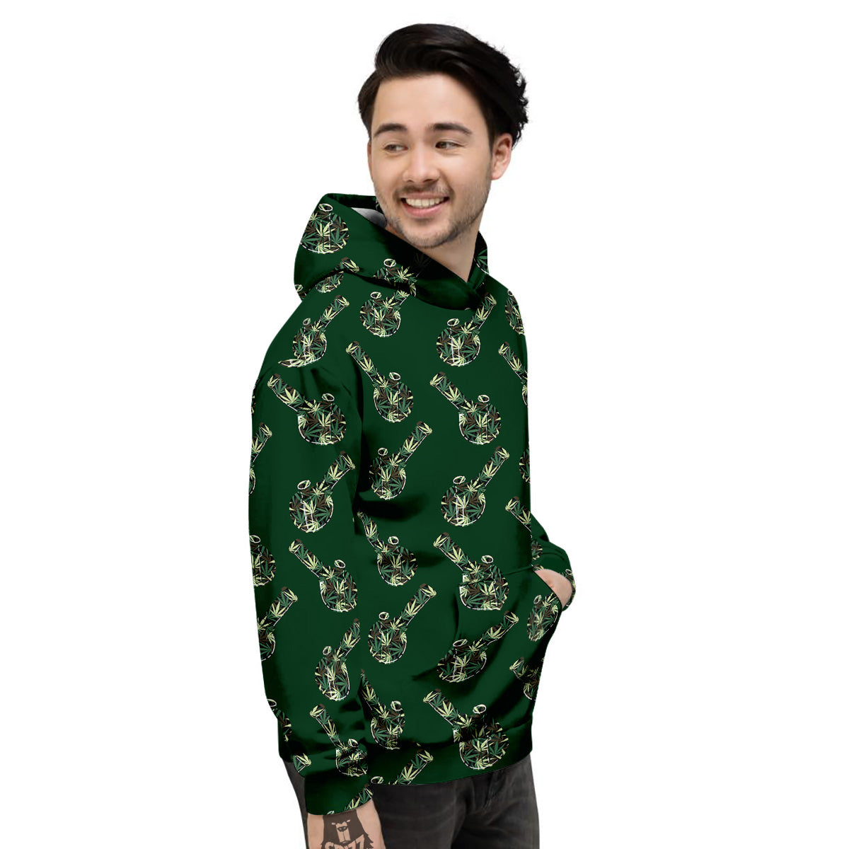 Marijuana Cannabis And Green Camo Print Pattern Men's Hoodie-grizzshop