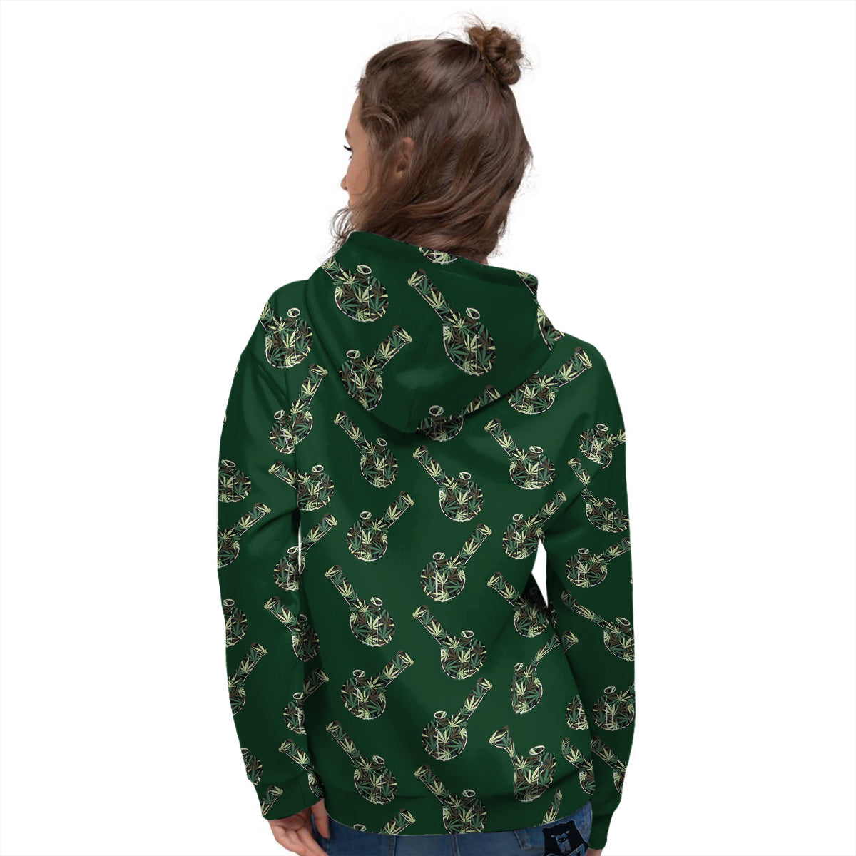 Marijuana Cannabis And Green Camo Print Pattern Women's Hoodie-grizzshop