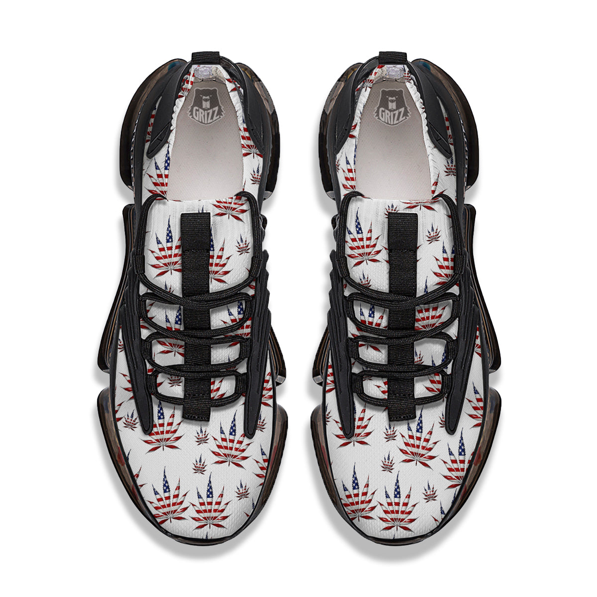 Marijuana Leaf American Print Pattern Black Gym Shoes-grizzshop