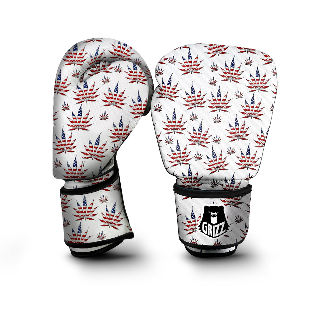 Marijuana Leaf American Print Pattern Boxing Gloves-grizzshop