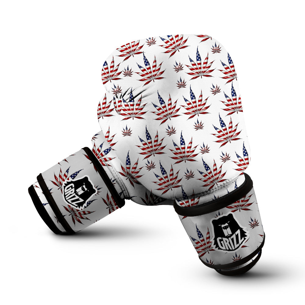 Marijuana Leaf American Print Pattern Boxing Gloves-grizzshop