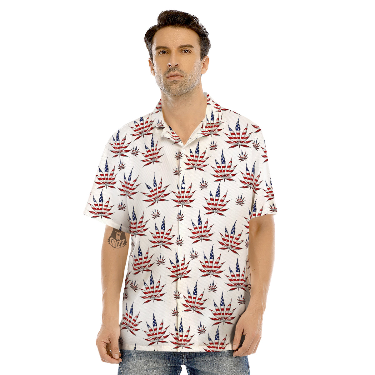 Marijuana Leaf American Print Pattern Men's Hawaiian Shirt-grizzshop