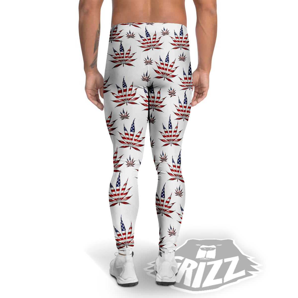 Marijuana Leaf American Print Pattern Men's Leggings-grizzshop