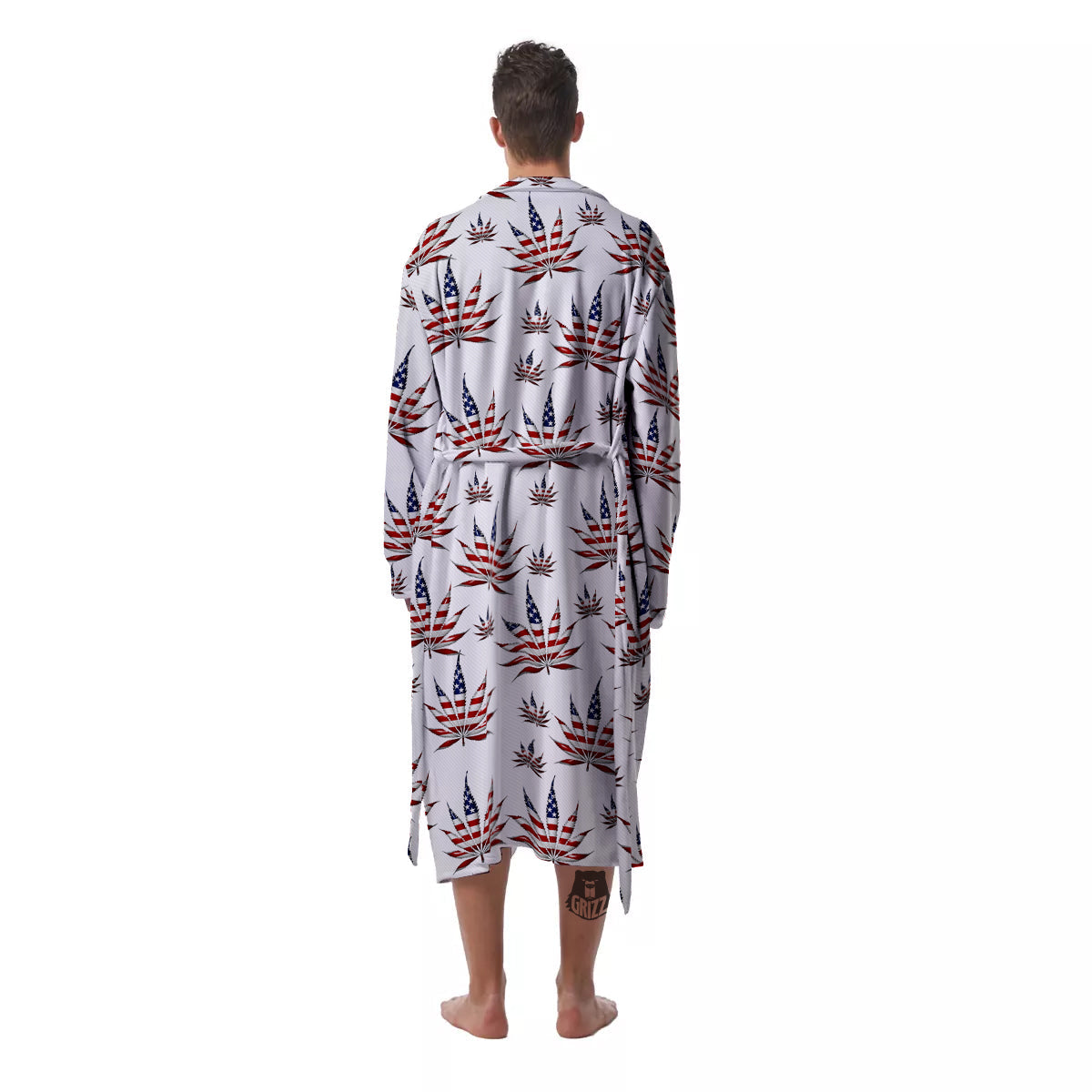 Marijuana Leaf American Print Pattern Men's Robe-grizzshop