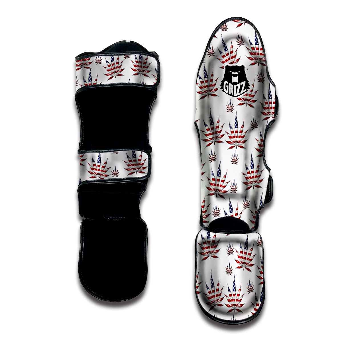 Marijuana Leaf American Print Pattern Muay Thai Shin Guards-grizzshop