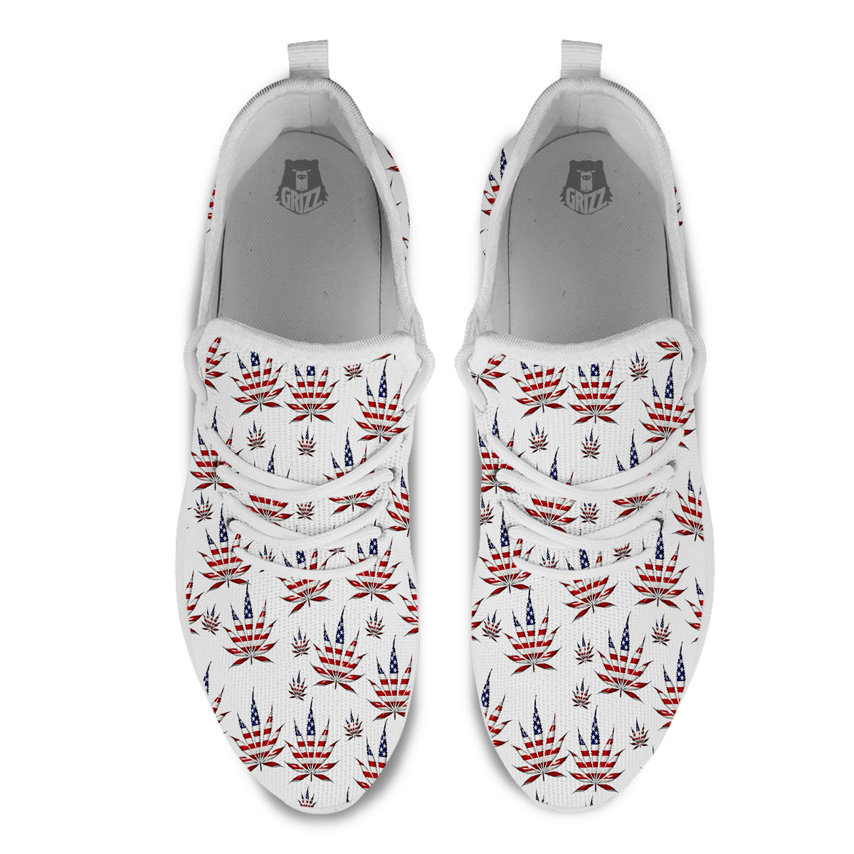 Marijuana Leaf American Print Pattern White Athletic Shoes-grizzshop