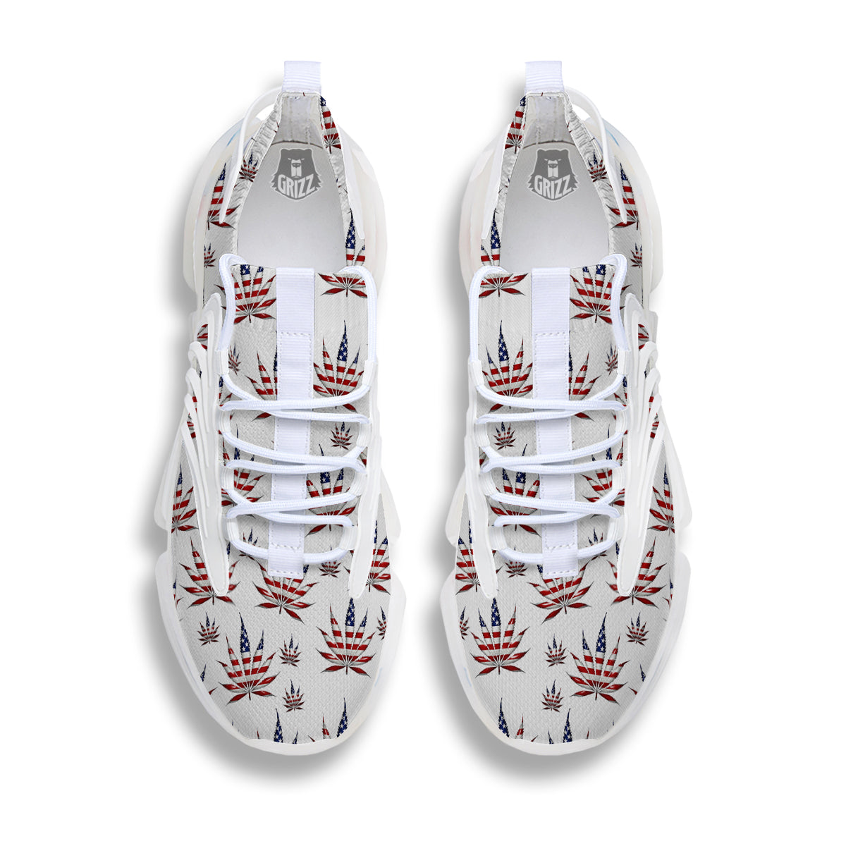 Marijuana Leaf American Print Pattern White Gym Shoes-grizzshop