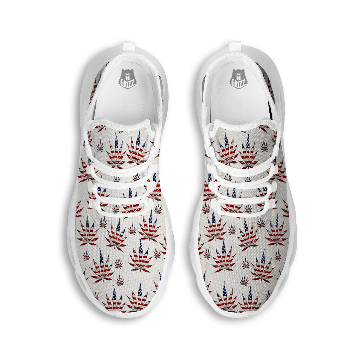 Marijuana Leaf American Print Pattern White Running Shoes-grizzshop