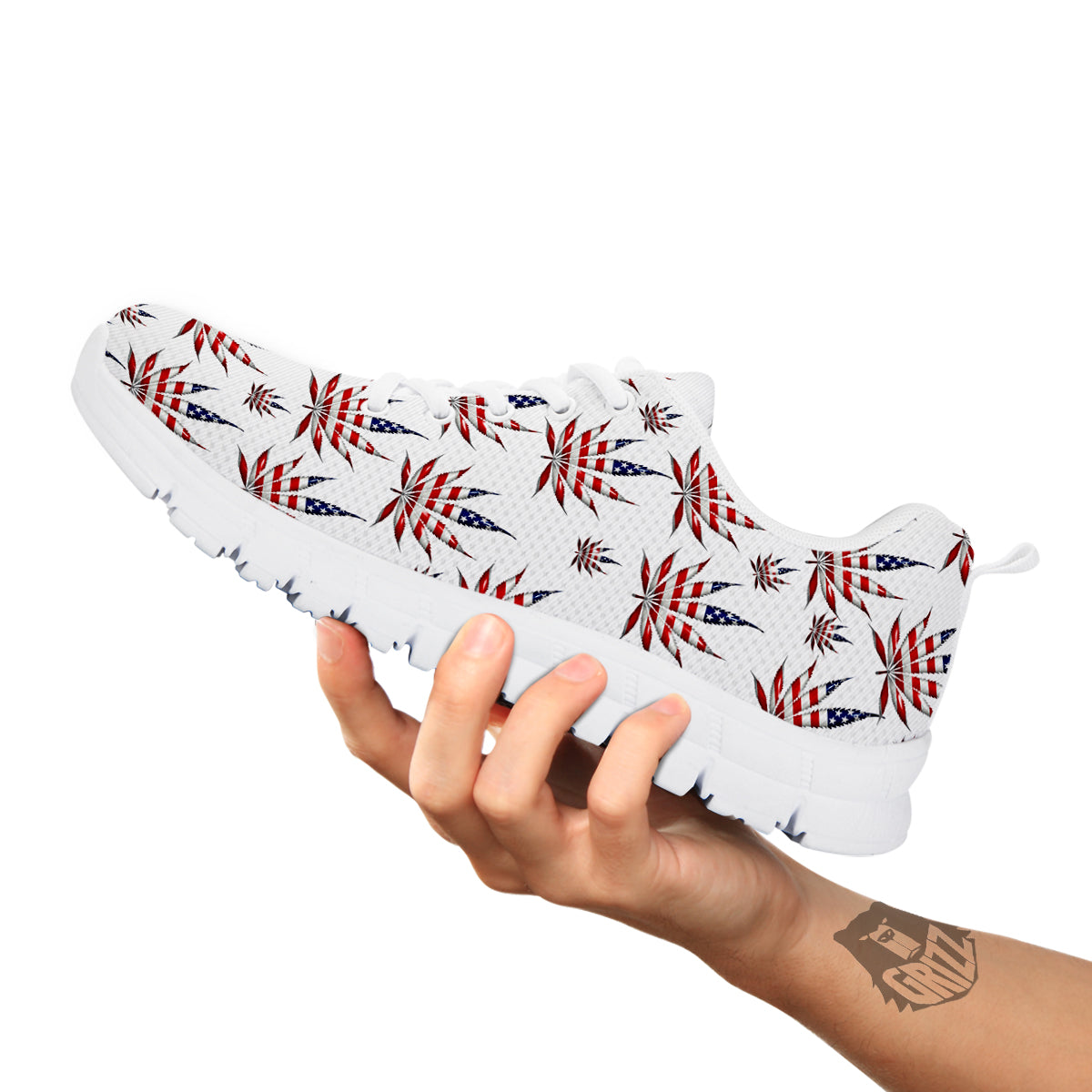 Marijuana Leaf American Print Pattern White Sneaker-grizzshop