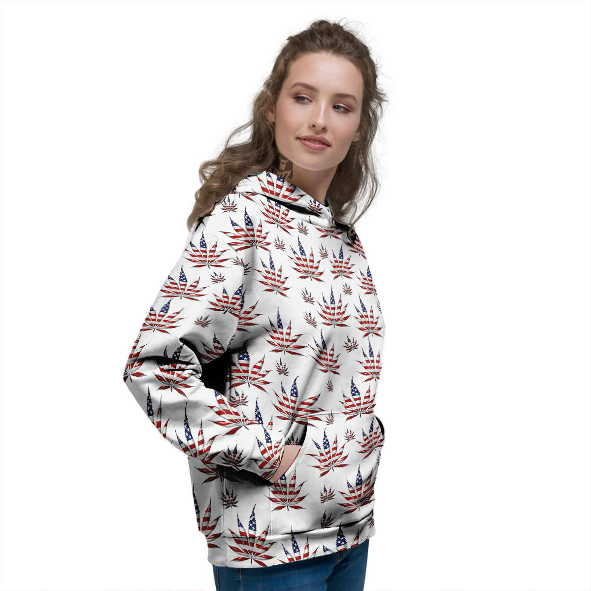 Marijuana Leaf American Print Pattern Women's Hoodie-grizzshop