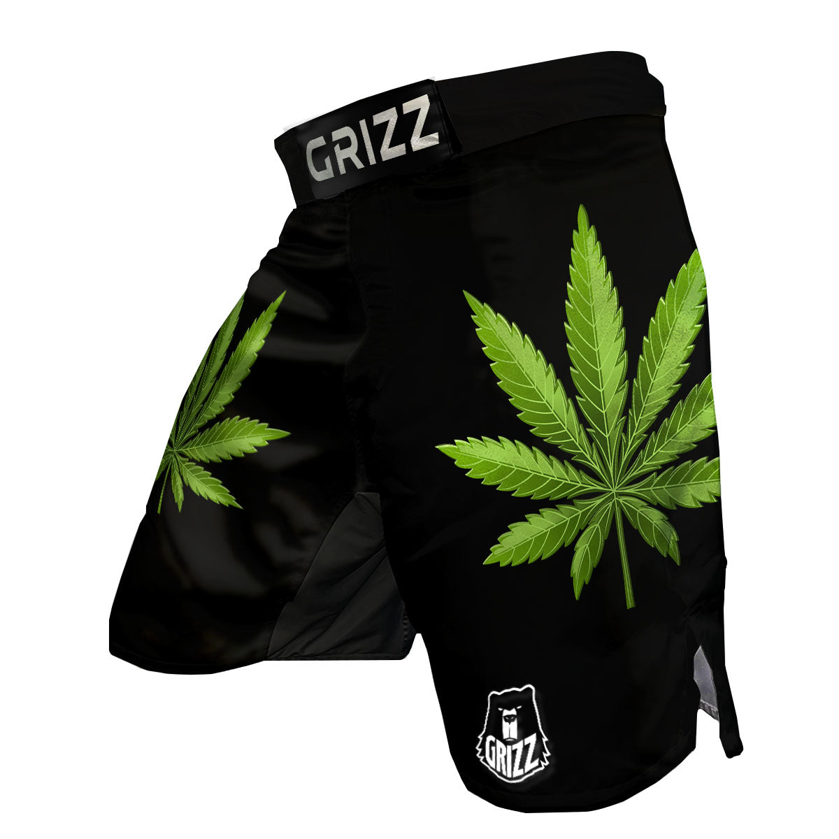 Marijuana Leaf Green Print MMA Shorts-grizzshop