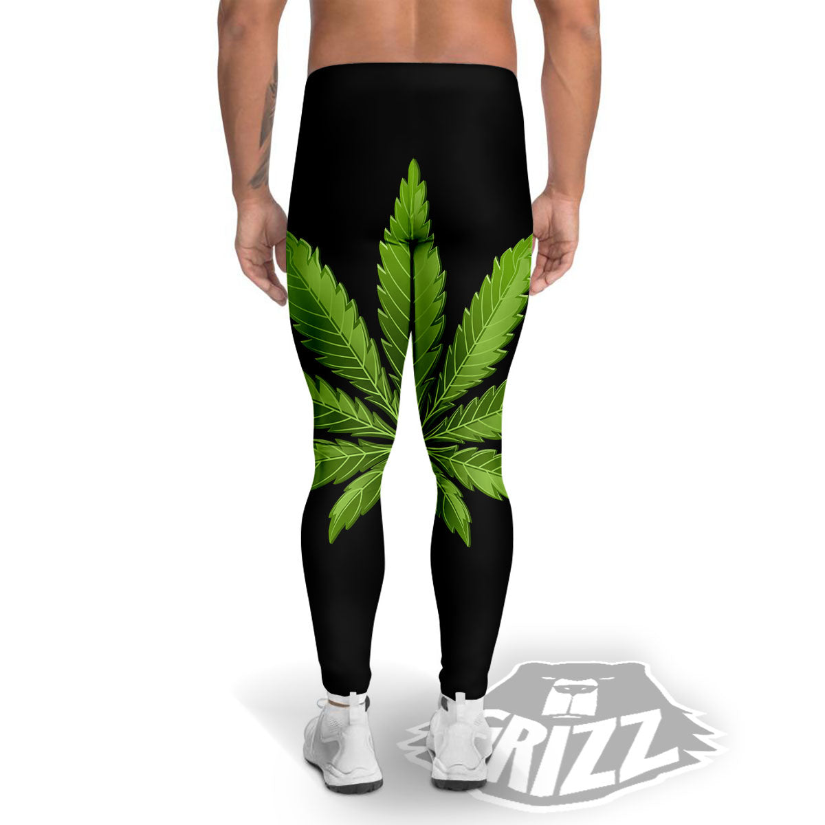 Marijuana Leaf Green Print Men's Leggings-grizzshop